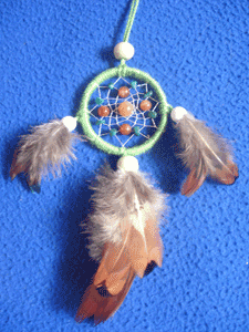 Dreamcatcher pendentif : Gemmes oranges et vertes