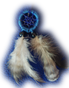 Dreamcatcher pendentif : indigo double plumes