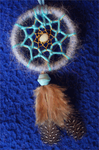 Dreamcatcher pendentif : bleu et or