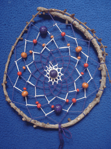 Dreamcatcher grand : forme goutte et perles