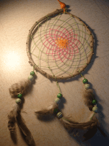 Dreamcatcher grand : Orange vert et rose
