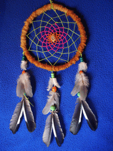 Dreamcatcher grand : autre version rose vert orange